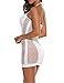Sexy Lingerie Babydoll Stretchy Fishnet Chemise Mesh Mini Dress for Women (One Size, White)