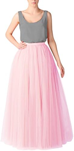 Wedding Lady Women's A-line Long Floor Length Tutu Tulle Skirt Size 20 UK Pink