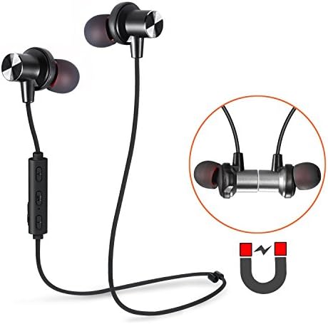 Bluetooth Earbuds, Tesson Wireless V4.1 Magnetic Headphones Super Bass Stereo Noise Cancelling Earphones, Sweat proof Comfortable, Secure Fit for Sports with Built-in Mic(Black)