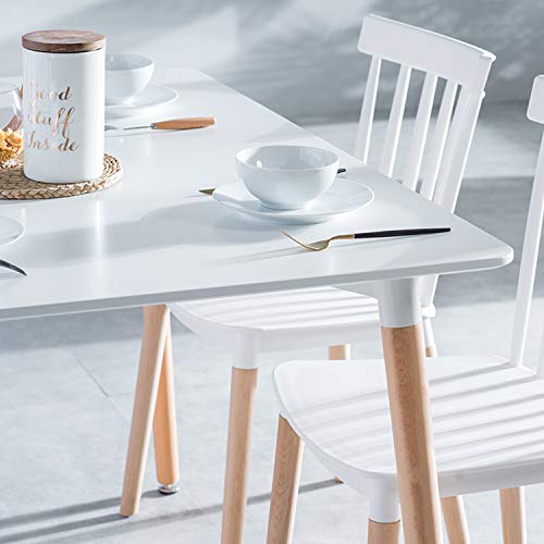 ME2 Kitchen Rectangular Table,Modern 47.2"x 31.5"Leisure Cofffee Table,Office Conference Desk with Wooden Legs and White Top for Kitchen Dining Room.White - Thumbnail 3