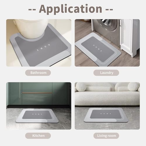 LBOYLOVE Bathroom Mat Set 2 PCS, 50 * 80cm+40 * 60cm+50 * 60cm Toilet Mat Absorbent Quick Drying Mat Silicone Anti Slip Bath Mat Rug Set Floor Door Rubber Kitchen Shower Sink, Light Gray (3 PCS)