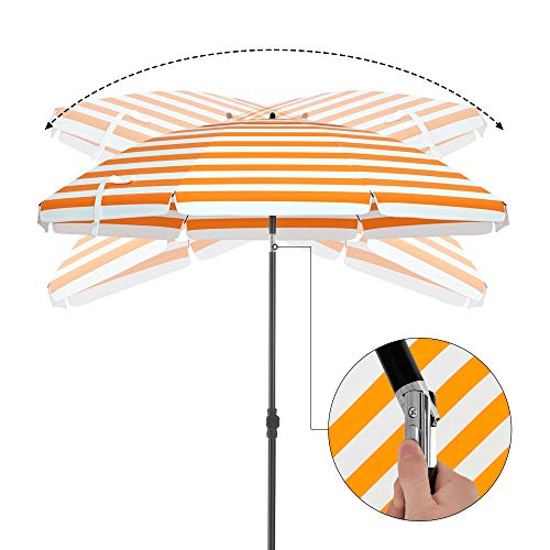 SONGMICS Sonnenschirm für Strand, Ø 200 cm, Gartenschirm, UV-Schutz bis UPF 50+, knickbar, tragbar, Schirmrippen aus… – Bild 5
