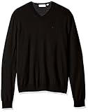 Calvin Klein Men's Merino Solid V-Neck Sweater, Black, Medium