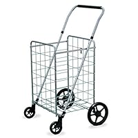 Wellmax Grocery Shopping Cart with Swivel Wheels, Foldable and Collapsible Utility Cart with Adjustable Height Handle, Heavy Duty Light Weight Trolley