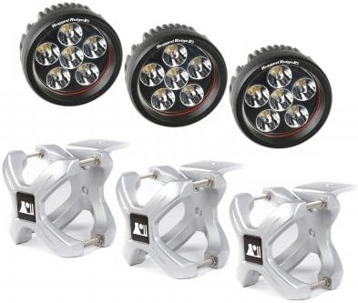 Omix Ada 15210.15 Large X-Clamp &amp; Round LED Light Kit, Silver, 3 Pieces
