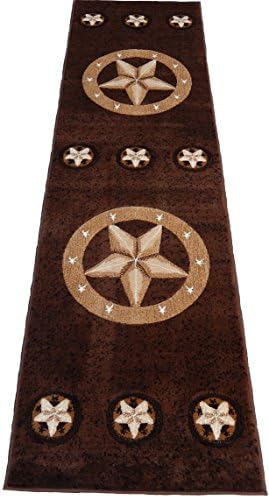 Texas Star Cowboy Western 2x8 Area Rug Brown Carpet Actual Size 2 x 7'2