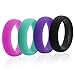 Swagmat Silicone Wedding Rings, 4 Pack Wedding Bands for Women (Pink, Turquoise, Black, Purple, Size 4.5)