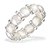 Unique Royal Jewelry White, Red and Multicolor Freshwater Cultured Pearl Stretch Ring with Silver Beads (6-6.5mm), Set of 3