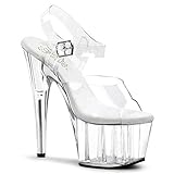 Pleaser Women's Adore-708 Ankle-Strap Sandal,Clear/Clear,7 M US