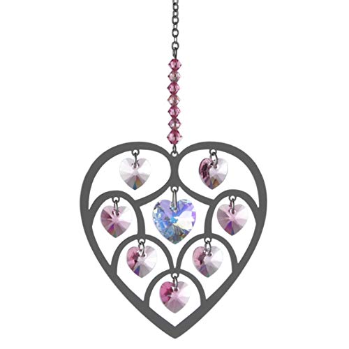 Heart of Hearts Chakra Crystal Silver Hanging Rose Pink Suncatcher Maker Boxed
