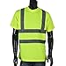 SHORFUNE High Visibility T-Shirt with Short Sleeve, Reflective Strips, Yellow, ANSI/ISEA Standards, L