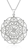 Sterling Silver Large Filigree Flower Pendant Necklace, 18
