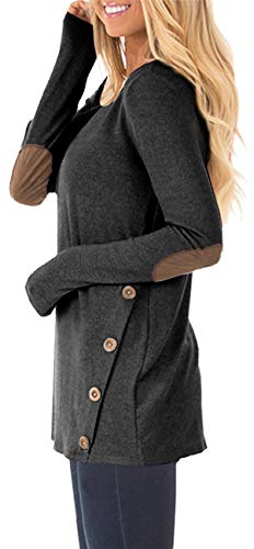 HARHAY Women's Long Sleeve Faux Suede Casual Blouse Tunic Shirt Tops Grey XXL