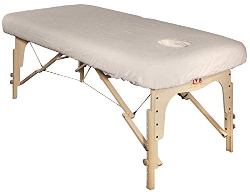 Master Massage Fitted Cotton Table Cover with Hole for Massage Tables, Cream