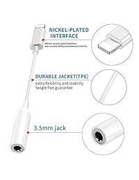 (Apple MFi Certified) Lightning to 3.5mm Headphone Adapter, Headphone Adapter Compatible for iPhone Xs XR X 10 8 7, 3.5 mm Jack Connector Stereo, Support Music Control &  ing Function & iOS 12