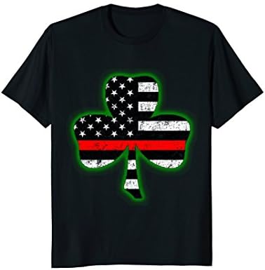 Irish Shamrock and Thin Red Line Flag Shirt for Firefighters