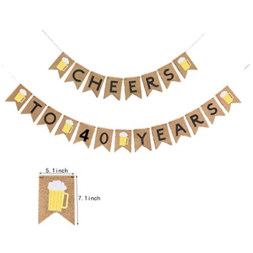 Cheers-to-40-Years-Banner-Burlap-40th-Birthday-Letter-Pull-Flag-Party-Beer-Party-Banner-Arrangement-Decoration-51X71inch40th-Years-Banner