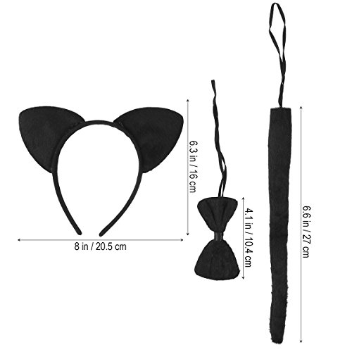 LUOEM Cat Cosplay Set - Kitty Cat Costume Accessory Cat Ears Headbands Hair Band for Party,3 Pack (Black) - Thumbnail 2