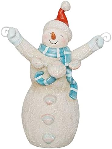 December Diamonds Coastal Sandy Jolly Snowman Holiday Tabletop Decor 10 Inches