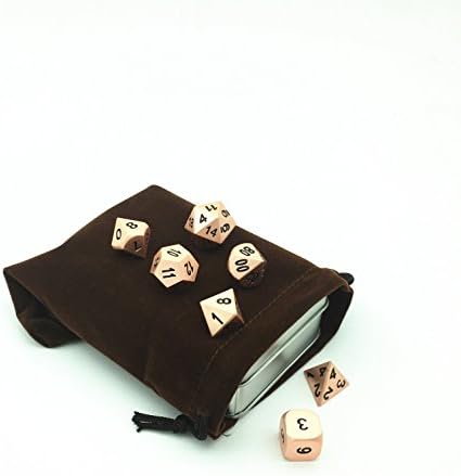 Truewon Role Playing Games Metal Dice Set of 7 Rose Gold Color TRPG Alloy Dice Set with Metal Box.