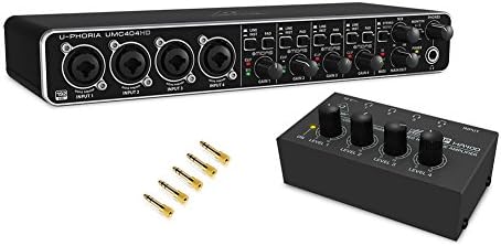 BEHRINGER U-PHORIA UMC404HD and MICROAMP with Neewer Gold Plated Male to Female Audio Stereo Adapter(5-Pack)