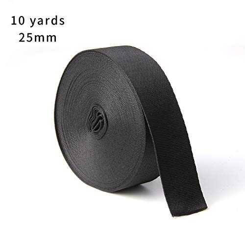JIAKAI 1 Inch Wide 10 Yards Nylon Heavy Duty Webbing Strap，Polypropylene Heavy Straps for Bags, Hammocks, Outdoor Climbing and DIY Making Luggage Strap, Pet Collar, Backpack Repairing（Black） - Thumbnail 7