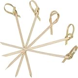 Prexware 200 Bamboo Knot Skewers, 4 Inch Knotted Skewers. Twisted Ends Bamboo Skewers Cocktail Picks