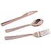 Supernal 180pcs Rose Gold Plastic Silverware Heavy Duty Plastic Forks and Spoons, Rose Gold Disposable Silverware Sets Include 60 Forks, 60 Knives and 60 Spoons Suitable for Wedding, Party, Birthday