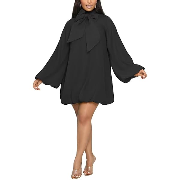 Women's Mock Neck Lace Flounce Sleeve Mesh Insert Mini Dress Flared A-Line  Short Dresses for Women Black at Amazon Women's Clothing store