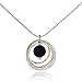 925 Sterling Silver & 14k Gold Filled Black Onyx Multi Hoops Pendant Necklace, 18