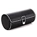 PENGKE Leather Watch Roll Organizer,Watch Case, Travel Watch Roll for 3 Watch, Portable Watch Organizer-Black
