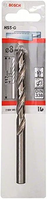 Bosch Professional HSS-G DIN 338 Drill Bit 8.0 x 75 x 117 mm for Metal