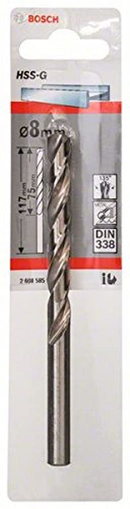 Bosch Professional 1x Metal drill bits HSS-G DIN 338 (for metal, Ø 8 x 75 x 117 mm, Accessory Drill Driver)