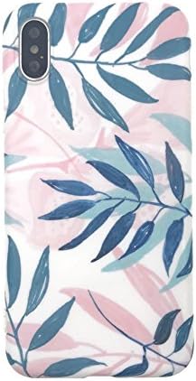 Iphone X Case, LACK Palm Tree Design IMD Full Protect Shock Proof&amp;Fingerprint Soft TPU Bumper Anti-Scratch Back Cover for iphone X 5.8 inch [Pink Green Leaves] (Pink Green Leaves)