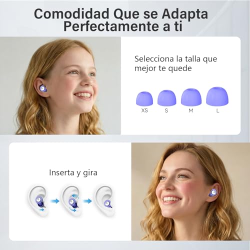 Ear Plugs Noise Sleeping, 2026 New Ear Plugs Noise Cancelling 45 dB, Hearing Protection, Reusable and Washable, Soft, with 8 Tips (XS/S/M/L) and Case, for Sleeping Concert Festival