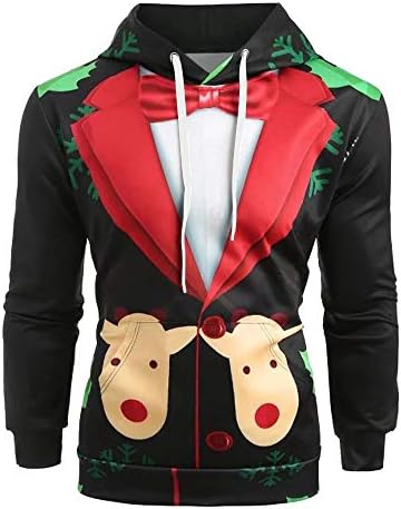 Men Christmas Suit 3D Gentleman Pattern Long Sleeve Hoodie Sweatshirt Pullover