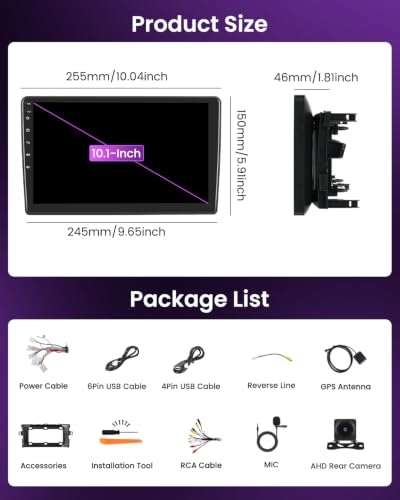 Inefala 4+64G Car Radio for Toyota Auris 2006-2011 Android 15 with Wireless Carplay and Android Auto, 9'' Radio Screen with Bluetooth 32EQ GPS FM/RDS SWC AHD Reverse Camera