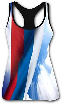 LCLYSZS Russia Flag Women Summer Tank Tops Yoga Casual Tee Shirt Black S