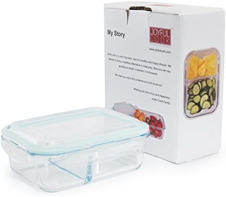Premium Glass Food Storage Containers- Meal Prep Lunch Box Set- with Locking Lid &amp; 2 Compartments- BPA Free, Airtight, Leak proof, Microwave, Oven, Freezer, Dishwasher Safe(Rectangle, 4.4Cup, 35.5 Oz)