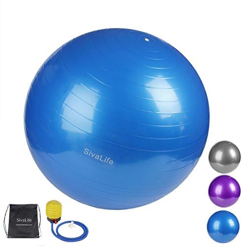 SivaLife Exercise Ball -2,000 lbs Stability Ball for Home, Balance, Gym, Core Strength, Yoga, Fitness - Anti Burst Professional Quality Design with Quick Foot-Pump (Blue, 65cm)