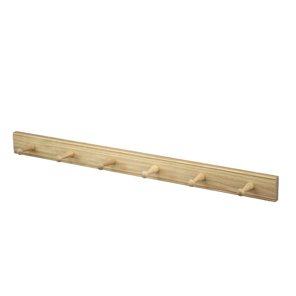 Shaker Oak 6 Peg Rail Natural 91.5x7x8.5cm, Coat Hooks and Rails Range