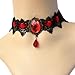 Meiysh Retro Handmade Lace Royal Court Vampire Choker Gothic Necklace Black Pendant Chain