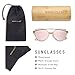 WISH CLUB Bamboo Wood Polarized Cat Eye Sunglasses for Women and Men（Pink）