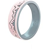 QALO Women's Rubber Silicone Ring, Ridgeline Strata, Silicone Rubber Wedding Band, Breathable, Durable Wedding Ring for Women, 6mm Wide 1.85mm Thick, Multi Sizes