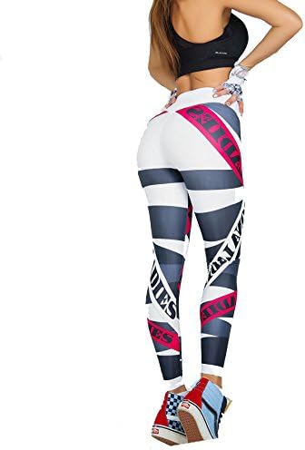 Leving Thin Digital Printing Yoga Leggings Hip high Waist Leggings,White,XL