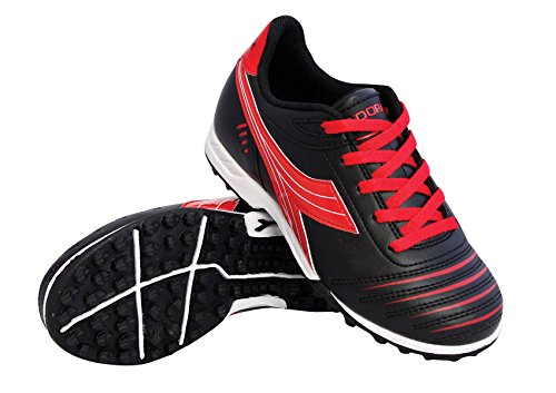 Diadora Kids Cattura TF JR Turf Soccer Shoe (13 M US Little Kid, Black/Red)