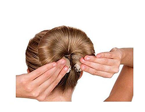 Women Lady Girls Magic Hair Styler Hair Twist Buds Sponge Hot Hair Donut Bun Ring Styling Maker (1 large+2 small) (Brown)