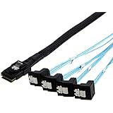 CableCreation Mini SAS 36Pin (SFF-8087) Male to 4x Angle SATA 7Pin female Cable, Mini SAS Host/Controller to 4 SATA Target/Backplane Cable, 1.0M