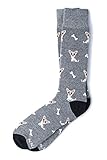Men's Hipster Bone Appetit Chihuahua Dog Funky Novelty Crew Dress Socks (Gray)