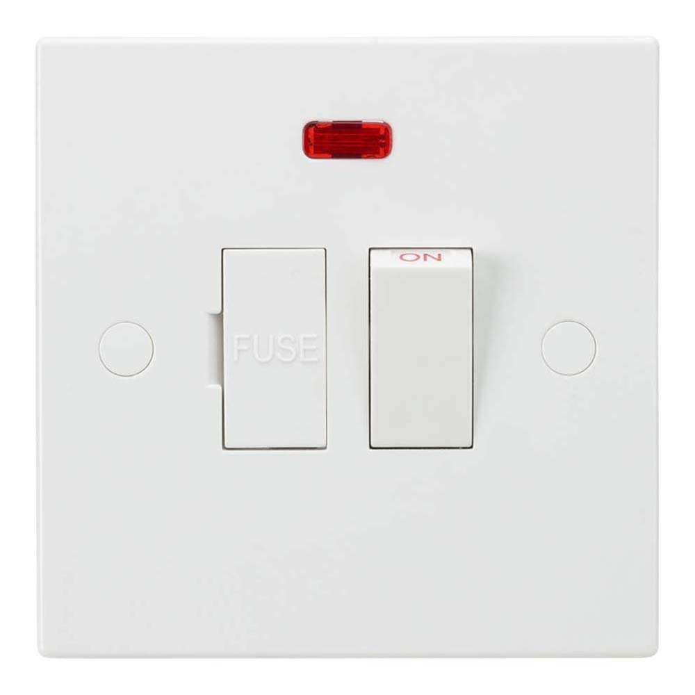 Knightsbridge SN6300N 13A Switched Fused Spur Unit with Neon, Square Edge, 9.0 mm*86.0 mm*86.0 mm